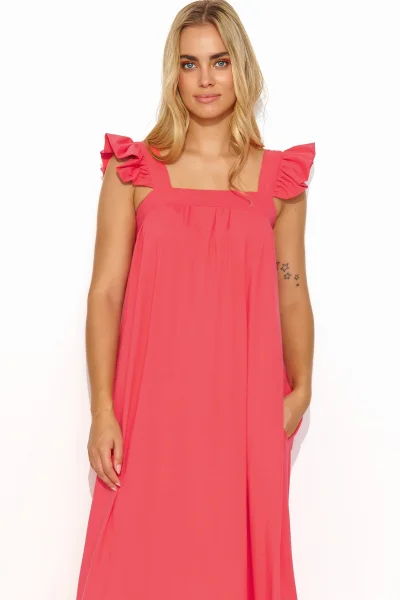 Volnočasové šaty M817 - korálové - Korálová