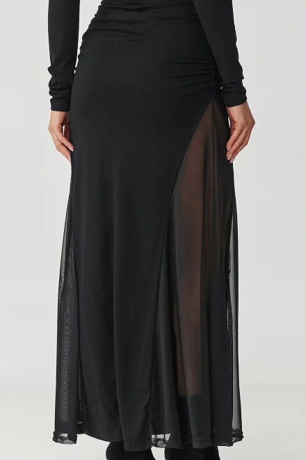 Dlhé šaty s tylom M902 – čierne - Čierna