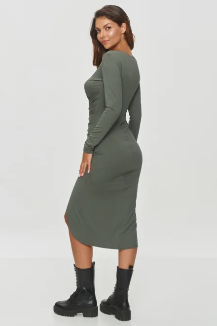 Elegantní šaty M837 Khaki - viskóza - Khaki