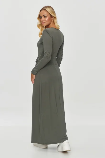 Dlouhé šaty M838 Khaki - viskóza - Khaki