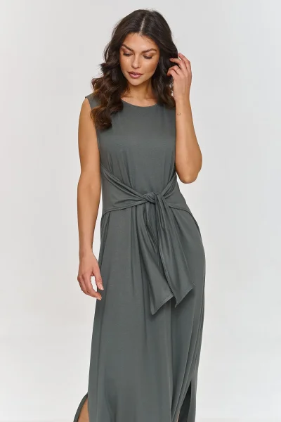 Dlouhé šaty M873 - khaki z viskózy - Khaki