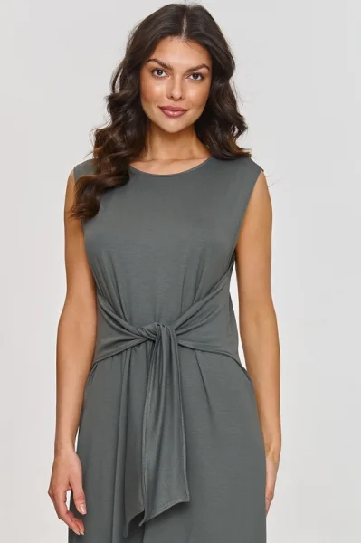 Dlouhé šaty M873 - khaki z viskózy - Khaki