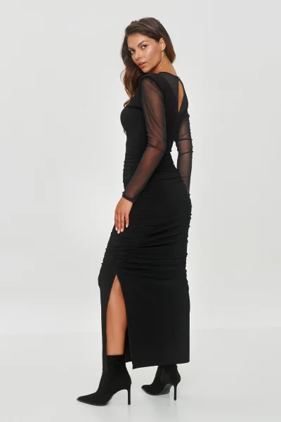 Dlouhé elegantní šaty M853 - černé - Černá