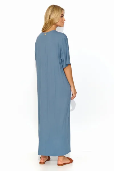 Oversize dlouhé šaty z viskózy M820 - denim - Světle modrá