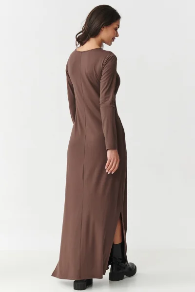 DARBRO Klasické šaty M894 tmavě hnědé - Tmavě hnědá