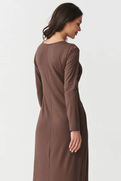 DARBRO Klasické šaty M894 tmavě hnědé - Tmavě hnědá