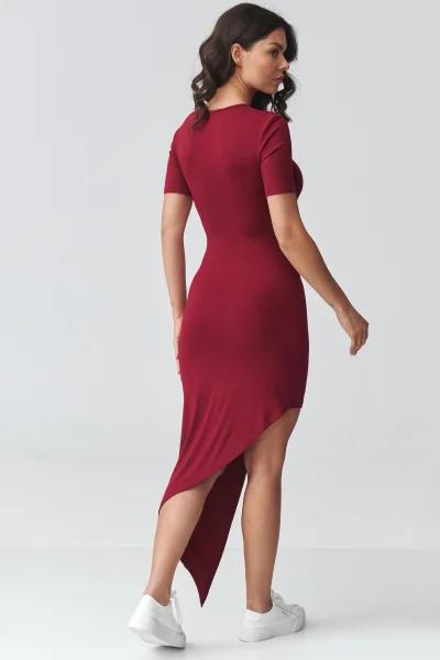 Asymetrické šaty M923 - bordó - Bordó
