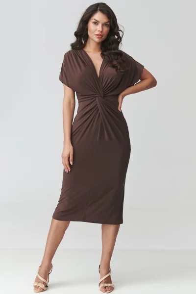 Klasické šaty M938 - tmavě hnědé - Tmavě hnědá