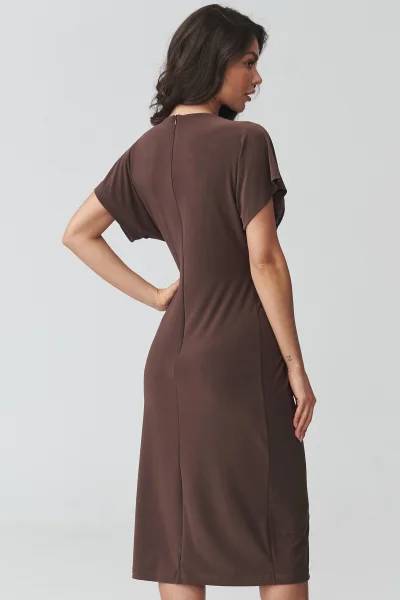 Klasické šaty M938 - tmavě hnědé - Tmavě hnědá
