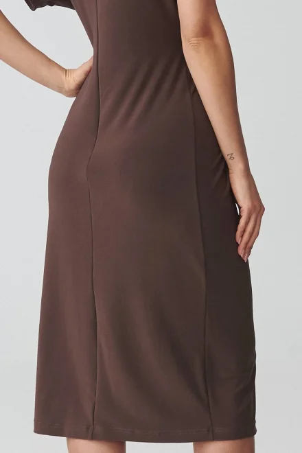 Elegantní šaty M938 - tmavě hnědé - Tmavě hnědá