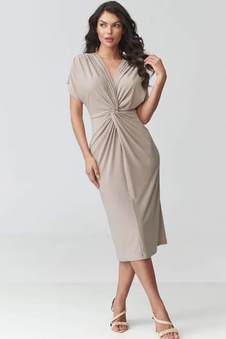 Elegantní šaty M938 - sv. béžové - Světle béžová