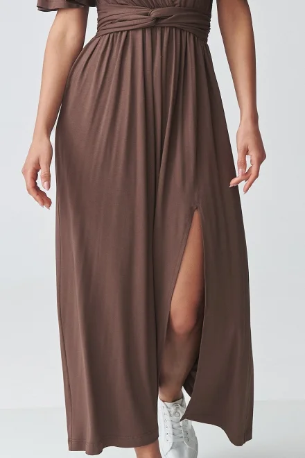 Elegantní šaty M929 - hnědé - Hnědá