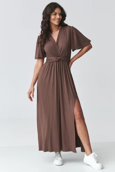 Elegantní šaty M929 - hnědé - Hnědá