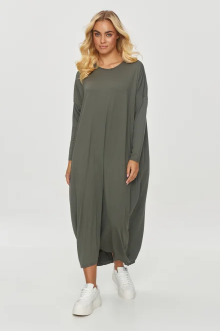 Viskózové oversize šaty M839 Khaki - Khaki