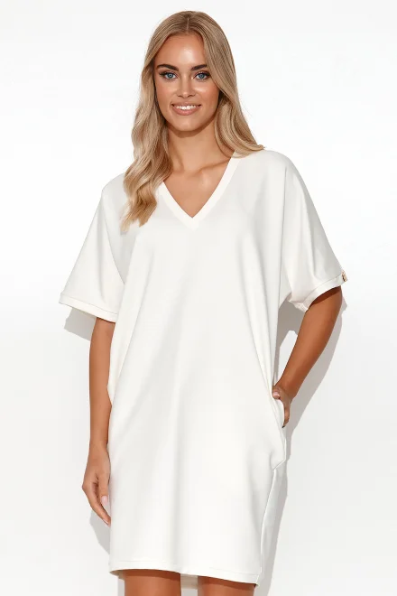 Bavlněné šaty typu kimono M778 - Ecru - Ecru