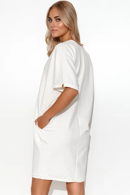 Bavlněné šaty typu kimono M778 - Ecru - Ecru