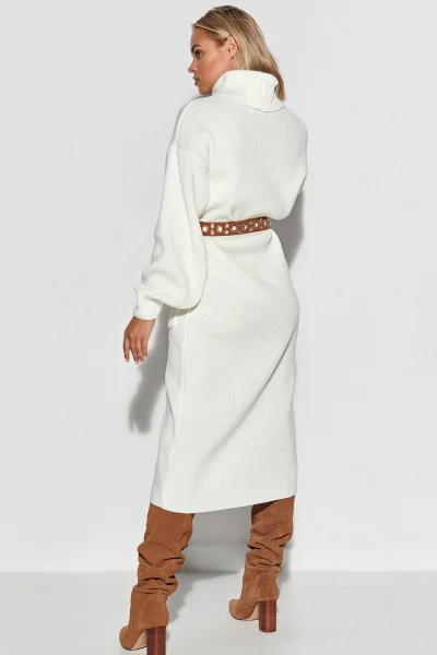 Dlouhé svetrové šaty S105 - ecru - Ecru