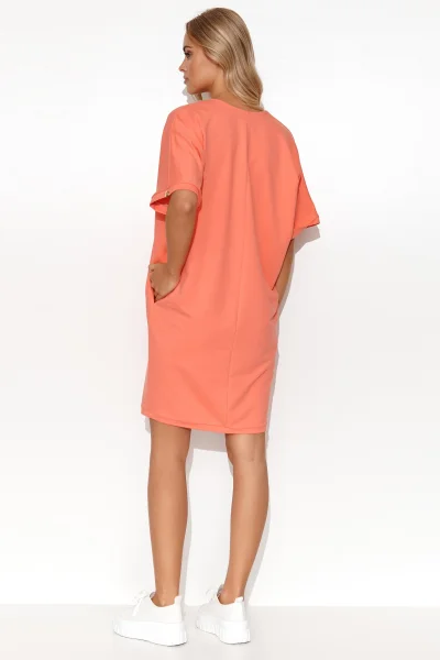 Bavlněné šaty typu kimono M778 - korálové - Korálová