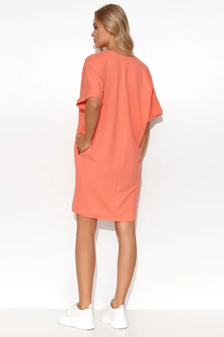 Bavlněné šaty typu kimono M778 - korálové - Korálová