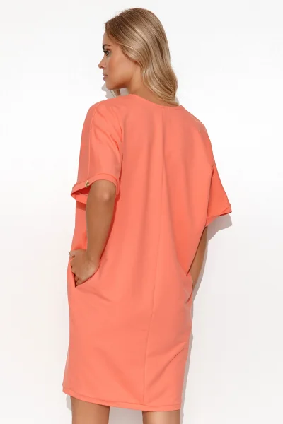 Bavlněné šaty typu kimono M778 - korálové - Korálová