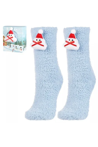 LIGBLU Vánoční ponožky CSLS250-030 - sněhulák - Světle modrá