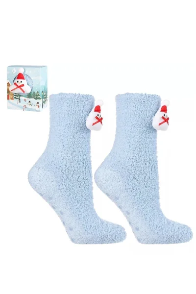 LIGBLU Vánoční ponožky CSLS250-030 - sněhulák - Světle modrá