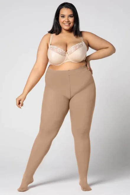 Pančuchové nohavice Elizabeth 70 DEN 3D- Plus Size - Cookie