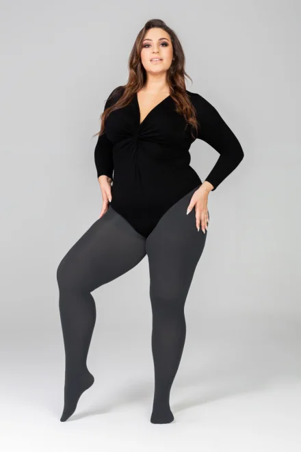 Pančuchové nohavice Elizabeth 70 DEN 3D- Plus Size - Obsidian