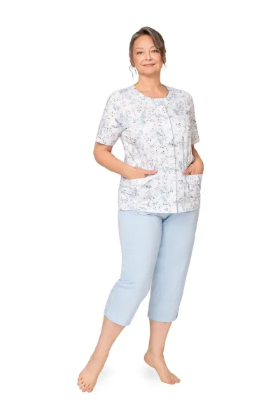 Seniorské dámské pyžamo Marie 200 - bavlna - Světle modrá