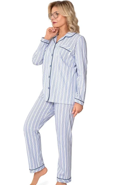 Dámské propínací pyžamo Ewa III - Bílo-modrá
