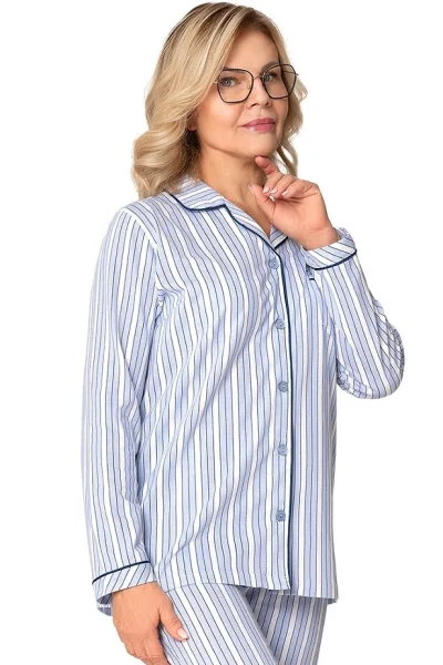 Dámské propínací pyžamo Ewa III - Bílo-modrá