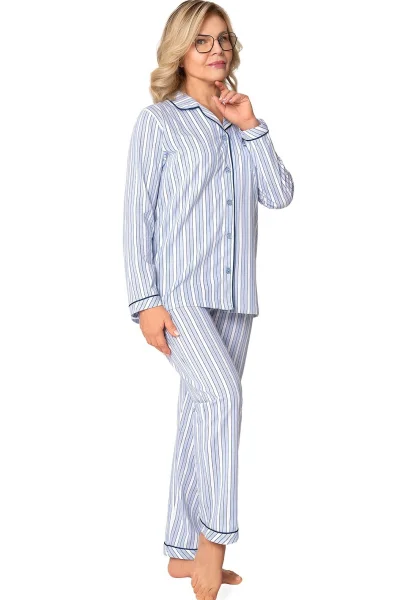 Dámské propínací pyžamo Ewa III - Bílo-modrá