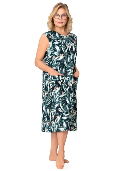 Dámský župan 247 Renata - bez rukávu - Zeleno-tmavěmodrá