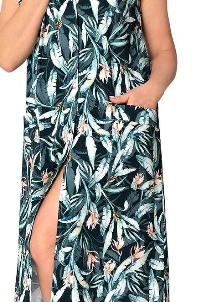 Dámský župan 247 Renata - bez rukávu - Zeleno-tmavěmodrá