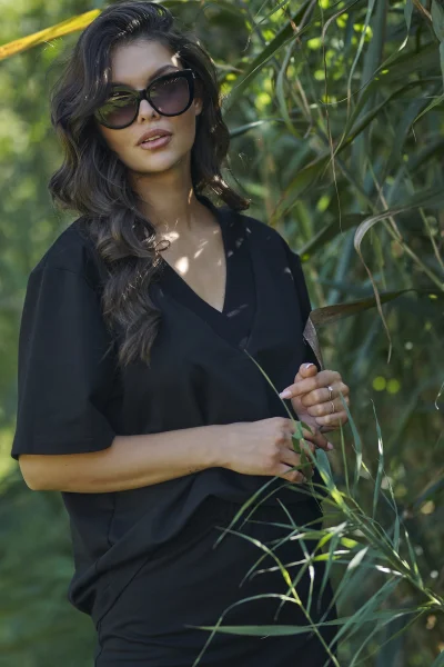 Komplet sukně a halenka NU468 - černý - Černá