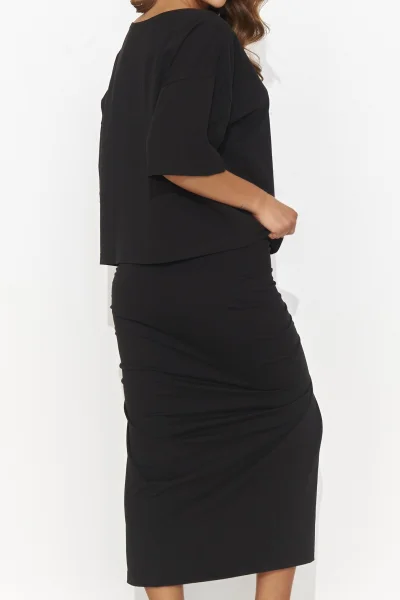 Komplet nařasená sukně a halenka NU464 - černý - Černá