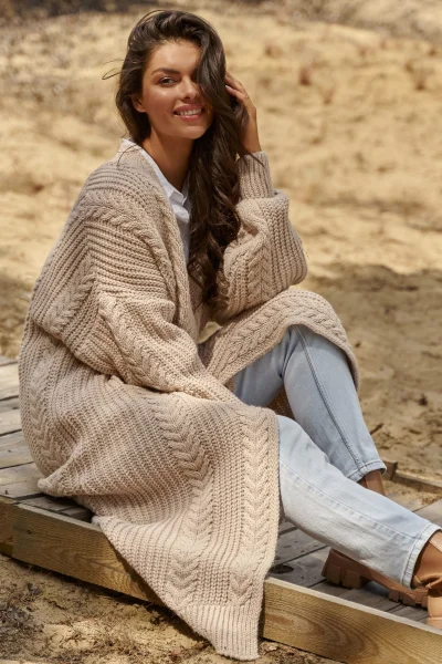 LIGBEI Kardigan NU_S91 světle béžový - Světle béžová