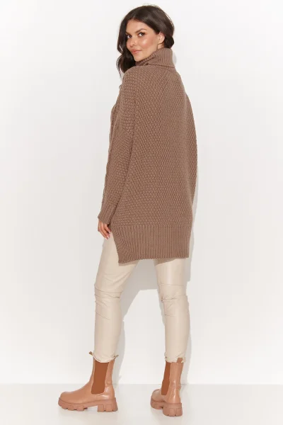 Dámský svetr NU_S96 s rolákem cappucino - Cappucino