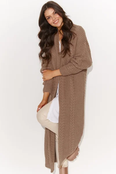 Dlouhý kardigan S175 - cappuccino - Cappucino