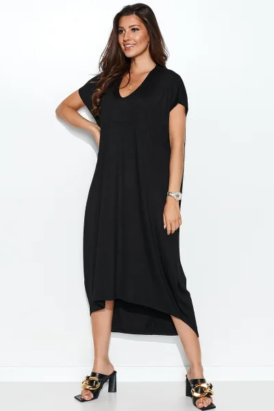 Dlouhé asymetrické šaty NU387 - černé - Černá
