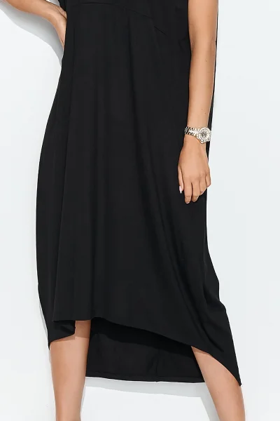 Dlouhé asymetrické šaty NU387 - černé - Černá