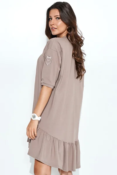 Dámské oversize šaty s volánem NU380 - mocca - Mocca