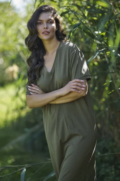 Volnočasové šaty NU467 - khaki - Khaki