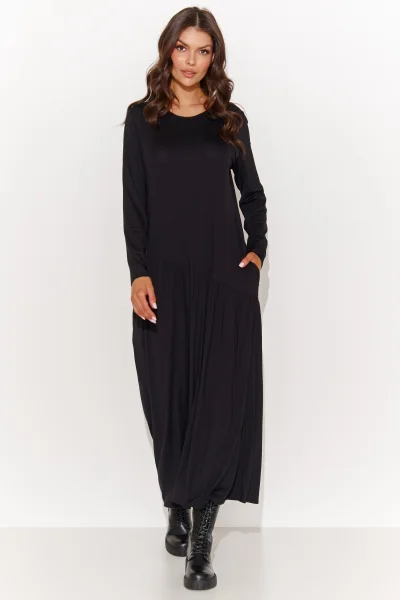 Klasické šaty M915 - asymetrický střih - Černá