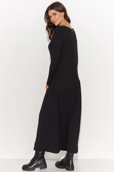 Klasické šaty M915 - asymetrický střih - Černá