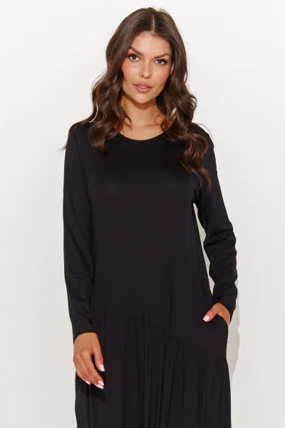 Klasické šaty M915 - asymetrický střih - Černá