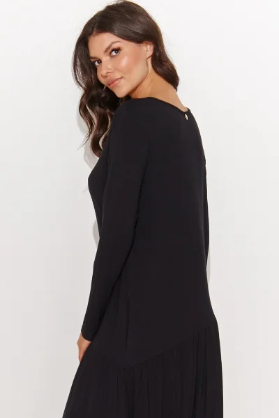 Klasické šaty M915 - asymetrický střih - Černá