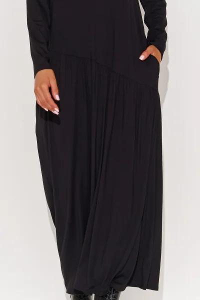 Klasické šaty M915 - asymetrický střih - Černá