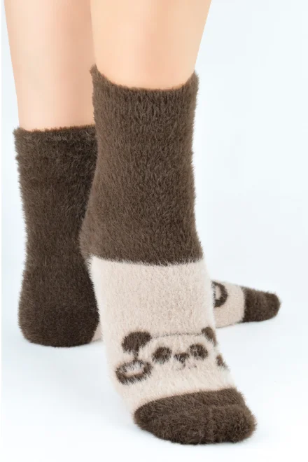 Zimní ponožky SP031 - panda - Hnědá