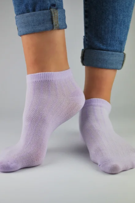 Unisex ponožky ST021 - ažurový vzor - Tmavě fialová